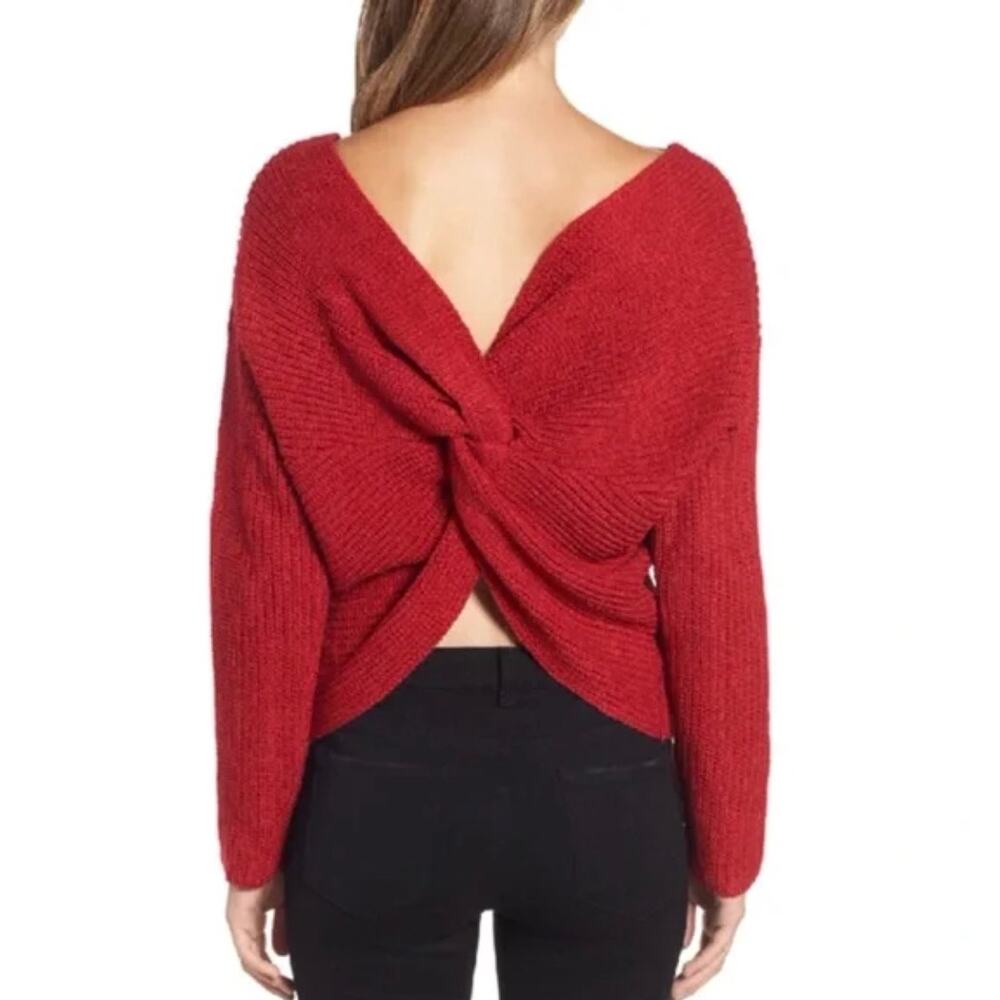 Astr Red Twist Back Sweater Back Sweater Size S